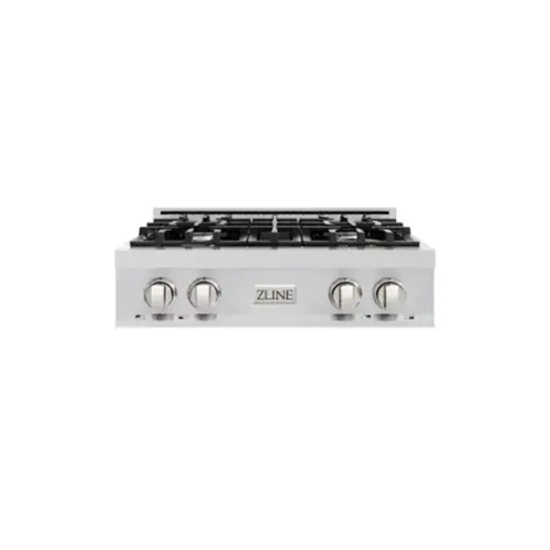 Front. ZLINE - ZLINE 30 in. Classic Gas Rangetop with 4 Burners and Porcelain Cooktop in Stainless Steel - Stainless Steel.
