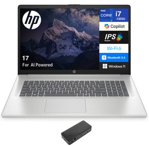 HP - 17 Laptop 17.3 FHD (Intel i7-1355U, 32GB DDR4, 1TB PCIe SSD, Intel UHD, Win 11 Pro) - Natural Silver-Front_Standard 