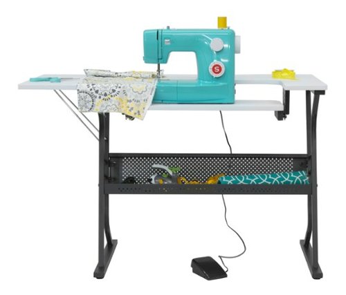 Studio Designs - Eclipse Sewing Table with Adjustable Machine Platform - Black / White-Front_Standard 