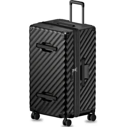 Front. LUGGEX - LUGGEX 30 Inch Trunk Luggage, Expandable PC Hard Shell Large Checked Suitcase with Shock - Absorbing Wheels - LX-EX - Black.