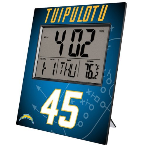 Keyscaper - Tuli Tuipulotu Los Angeles Chargers Digital Desk & Wall Clock - Multicolor-Front_Standard 