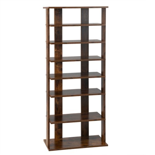 Costway Patented 7-Tier Double Rows Shoe Rack Vertical Wooden Shoe Storage Organizer