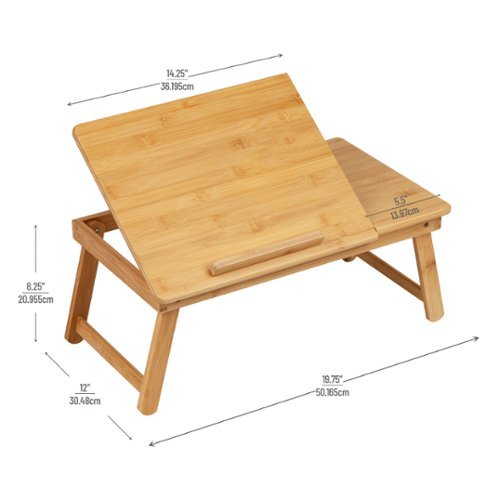 Mind Reader Lap Desk Laptop Stand, Bed Tray, Dorm Room, Folding Legs, Rayon From Bamboo - Brown GLOBAL SHIPPING