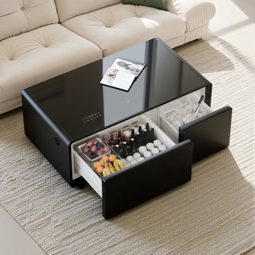 Livtab - Smart Coffee Table with Refrigeration, Freezer Drawer, Wireless Charging, Bluetooth Speaker, Perfect for Living Spaces - Black-Front_Standard 