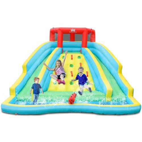 Costway - Inflatable Mighty Water Slide Park Bounce Splash Pool Patio - Multicolor-Front_Standard 
