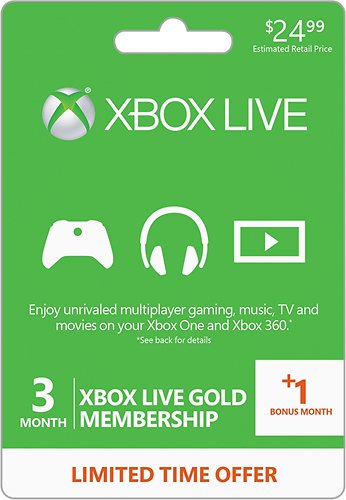  Microsoft - Xbox Live 3+1 Month Gold Membership