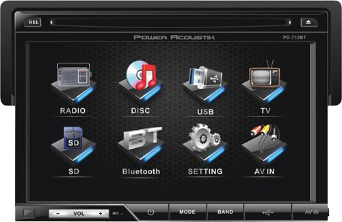 Power Acoustik - 7&quot; - CD/DVD - Built-In Bluetooth - In-Dash Deck with Detachable Faceplate - Black