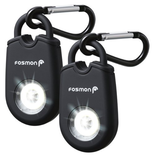 Fosmon - 2x Personal Alarm for Women, Self Defense Protection Keychain Safety Sound Siren 125DB with Strobe Light LED Flashlight - Black-Front_Standard 