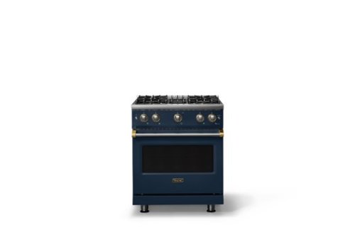 Viking - 30"W. Pro5S 4.0 Cu. Ft. Freestanding Sealed 4 Burner Gas Convection Range-Slate Blue w. Brushed Brass - Slate Blue