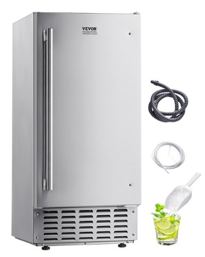 VEVOR - Undercounter Built-in Ice Maker, 66 Lbs/Day Under Counter Nugget Ice Maker Machine with Reversible Door Stainless Steel - Silver-Front_Standard 