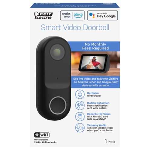 FEIT ELECTRIC Wi-Fi Video Doorbell Wired - Black WORLDWIDE DELIVERY