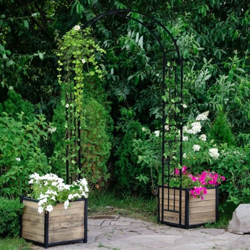 Costway Garden Arch Arbor Trellis Pergola 7.5 ft Metal Archway for
