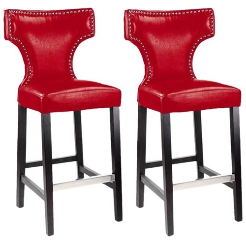  CorLiving - Bar Bonded Leather Chair (set of 2) - Red; Dark espresso
