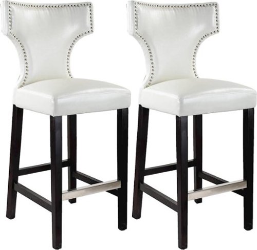 Image of CorLiving - Bonded Leather Chair (Set of 2) - White / Dark Espresso