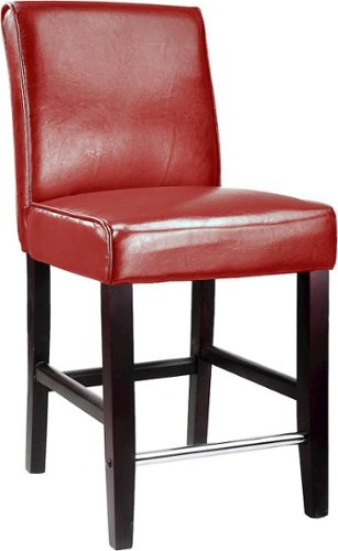 Image of CorLiving - Antonio Counter Height Barstool - Smooth Red