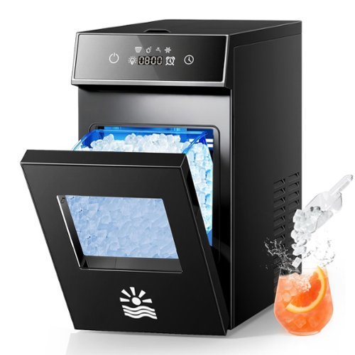 Etust - Chewable Bullet Ice Maker, 4-Min Quick Ice, Compact Countertop Machine with Self-Cleaning, 26lbs - Black-Front_Standard 