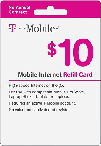  T-Mobile - $10 Top-Up Prepaid Mobile Internet Card - White