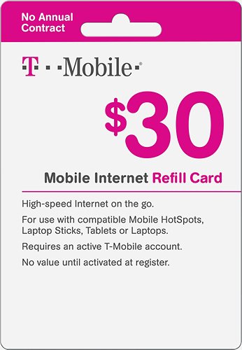  T-Mobile - $30 Top-Up Prepaid Mobile Internet Card - White