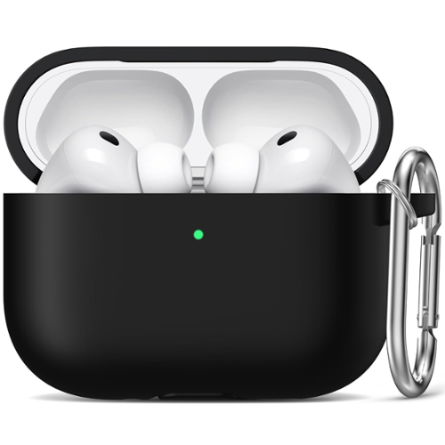 Entronix - Case Compatible with AirPods Pro 3rd Gen - Soft-Touch Liquid Silicone - Black-Front_Standard 