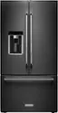 Front. KitchenAid - 23.8 Cu. Ft. French Door Counter-Depth Refrigerator - Black Stainless Steel with Printshield Finish.