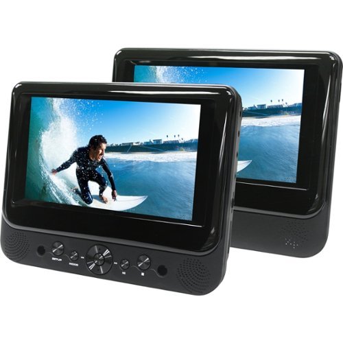 Ematic - 7" Dual Screen Portable DVD Player - Black-Front_Standard 