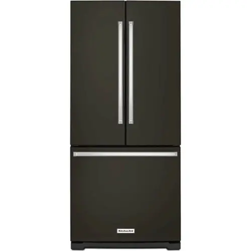Front. KitchenAid - 20 Cu. Ft. French Door Refrigerator - Black Stainless Steel.