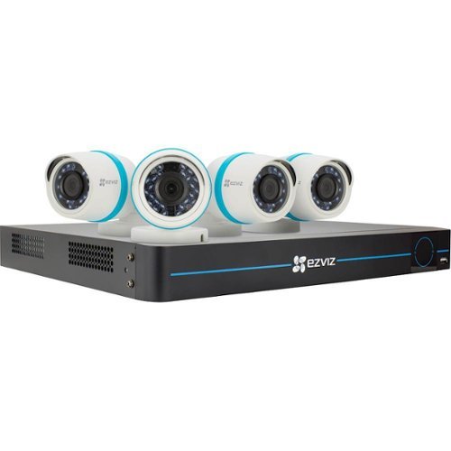  EZVIZ - 8-Channel, 4-Camera Indoor/Outdoor Wired 1080p 2TB NVR Surveillance System - Black/White