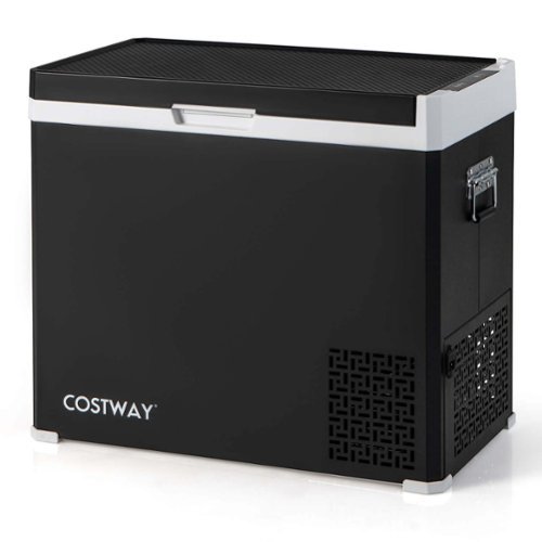 Costway - 12 Volt Car Refrigerator 53QT Portable Car Fridge with -4℉~68℉ for RVs Adjustable Range - Black-Front_Standard