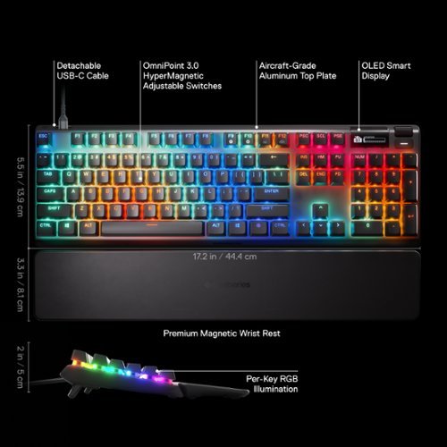 SteelSeries Apex Pro Gen 3 Full Size Wired Mechanical OmniPoint Adjustable Gaming Keyboard with Rapid Tap - Black WORLDWIDE DELIVERY