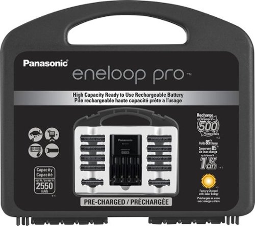 Panasonic - eneloop pro Charger, 8 AA and 2 AAA Batteries Kit - Black
