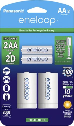  Panasonic - eneloop AA to D Rechargeable Battery Spacers (2-pack)