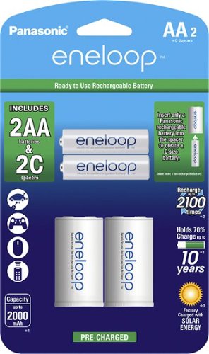  Panasonic - eneloop AA to C Rechargeable Battery Spacers (2-pack)