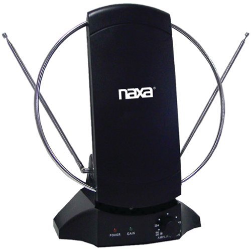Naxa - High-Powered Amplified ATSC HDTV FM Indoor Antenna - Black-Front_Standard 