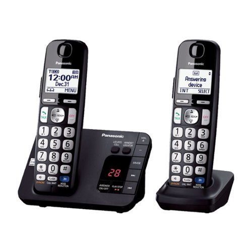  Panasonic - KX-TGE232B DECT 6.0 Expandable Cordless Phone System with Digital Answering System - Black