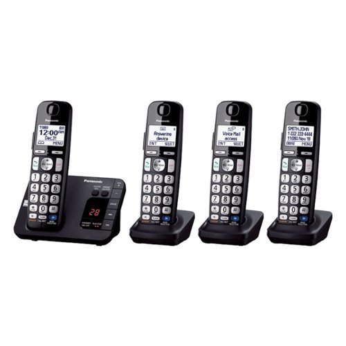  Panasonic - KX-TGE234B DECT 6.0 Expandable Cordless Phone System with Digital Answering System - Black