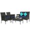 Costway - 4 PCS Patio Rattan Furniture Set Cushioned Sofa Coffee Table Backyard Porch - Navy + Black-Front_Standard