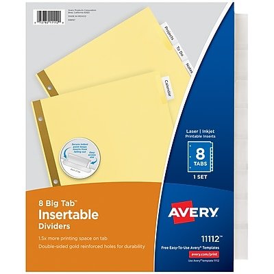 Avery - WorkSaver Insertable Tab Index Dividers, 8-Tab, 8-1/2 x 11, 24 Sets/Box - Clear - image 3