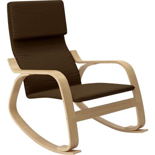  CorLiving - Aquios Bentwood Contemporary Rocking Chair - Natural Wood / Dark Coffee