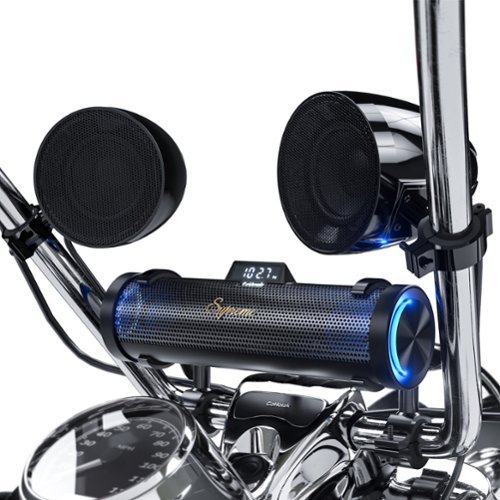 GoHawk - Bluetooth Motorcycle Speakers: 8-Speaker Waterproof Aluminum Stereo Soundbar w/ 4" External Speakers, FM/USB Music/LED - Black-Front_Standard 