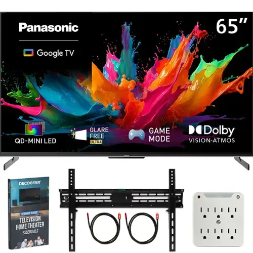 Panasonic  
65"  
Google TV  
QD-MINI LED  
GLARE FREE ULTRA  
GAME MODE  
Dolby VISION-ATMOS  
DECOGEAR  
BEGINNER'S GUIDE TELEVISION HOME THEATER ESSENTIALS
