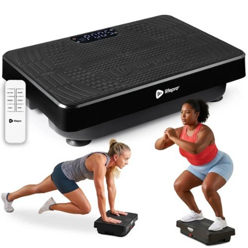 LifePro - CosmoPlate Vibration Plate Exercise Machine with Bluetooth & Auto Start for Full Body Workout - Black-Front_Standard 