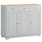 Homcom - Storage Cabinet, Sideboard Floor Cupboard with Solid Wood Top, Adjustable Shelf - Gray-Front_Standard