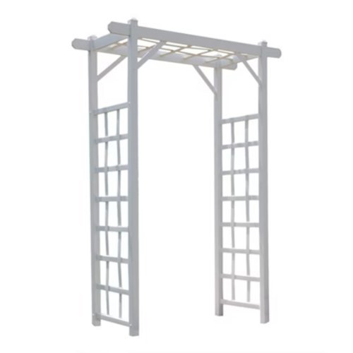 Dura-Trel - Elmwood Arbor 57" x 84" PVC Outdoor Garden Arch Lattice Trellis - Mocha-Front_Standard 