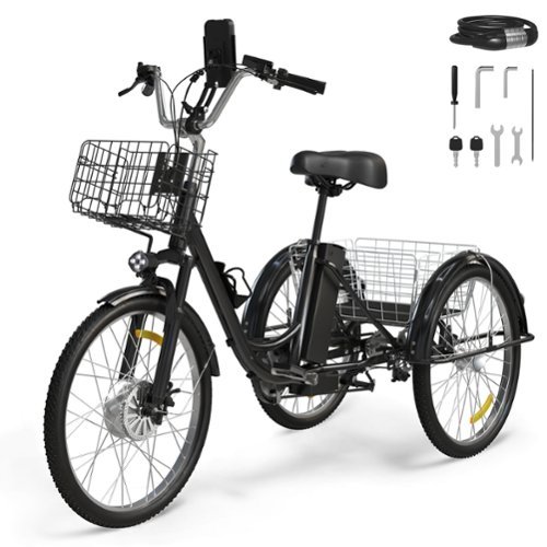 Skeri - Tricycle for Adults, Electric Trike Motorized Three Wheel Electric Bicycle, 350W 48V Adult Electric Tricycle - Black-Front_Standard 