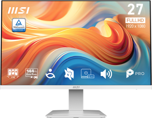 MSI - PRO MP273W E14A 27" LCD FHD 144Hz 1ms Adaptive Sync Monitor with HDR ready ,Built-in Speakers (DisplayPort, HDMI ) - Matte White-Front_Standard 