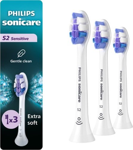 Philips Sonicare - S2 Sensitive - Replacement Toothbrush Heads, 3 Pack, HX6053/77 - White-Front_Standard 