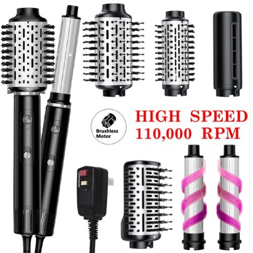 NICEBAY - Hair Dryer Brush, Hot Air Brush with 110000RPM Brushless Motor, Blow Dryer 1300W, Drying, Curling, Volumizing - Black-Front_Standard 