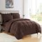 Sweet Home Collection - All Season Reversible Bed-in-A-Bag Solid Color Comforter & Sheet Set, Queen - Brown-Front_Standard