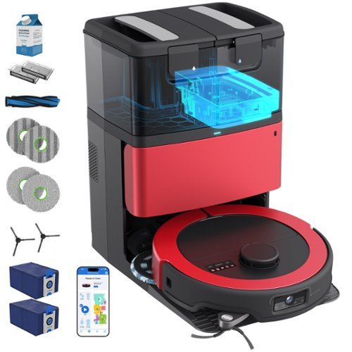bObsweep - Maxim Robot Vacuum & Mop, AutoWash & Auto-Empty Dock, Privacy-First U.S. Software, Odor Control Bags, 22000 Pa - Imperial Red-Front_Standard 