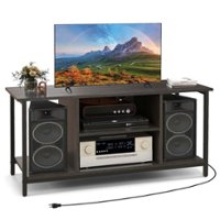 Costway - TV Stand with Power Outlet USB & Type-C Port 3-tier TV Console Table Grey - Gray
